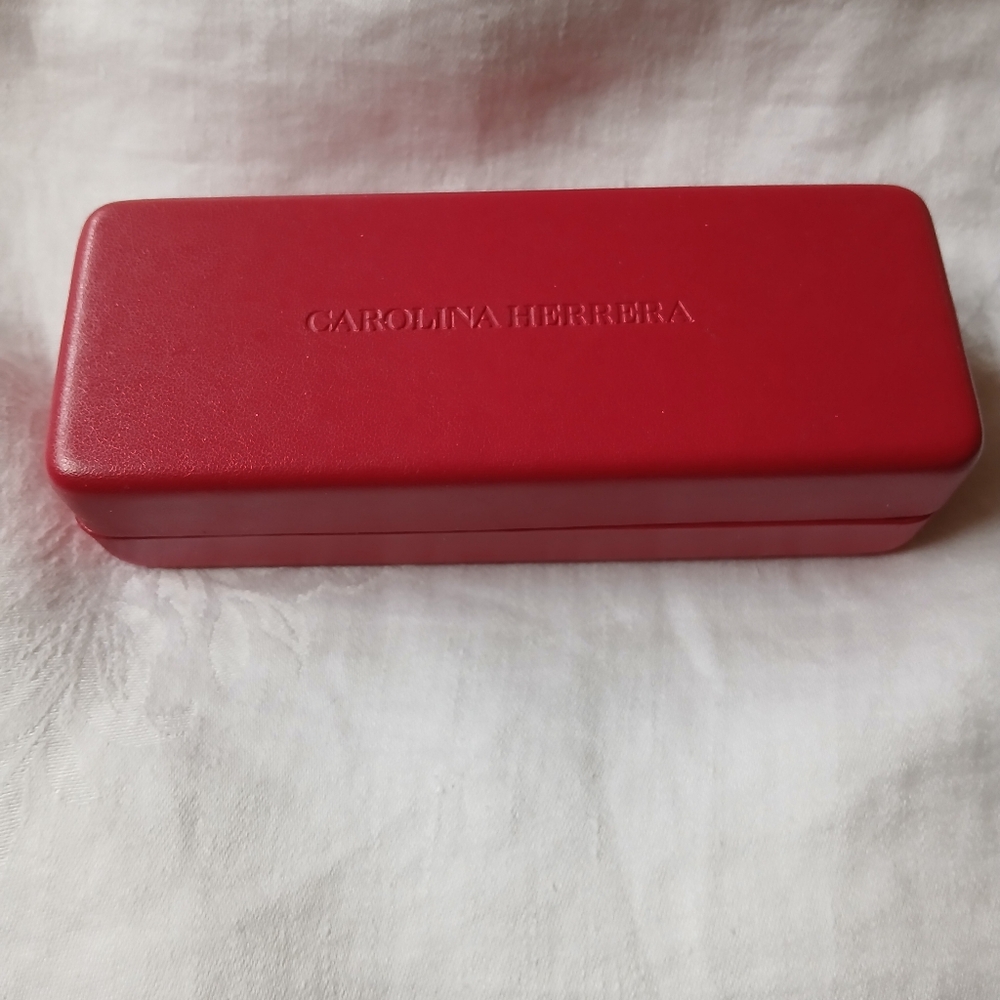 Carolina Herrera Red Hard Eyeglass Case with Cleaning Cloth